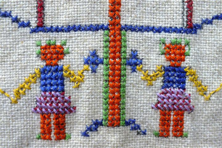 Detail borduurwerk koninklijk huwelijk