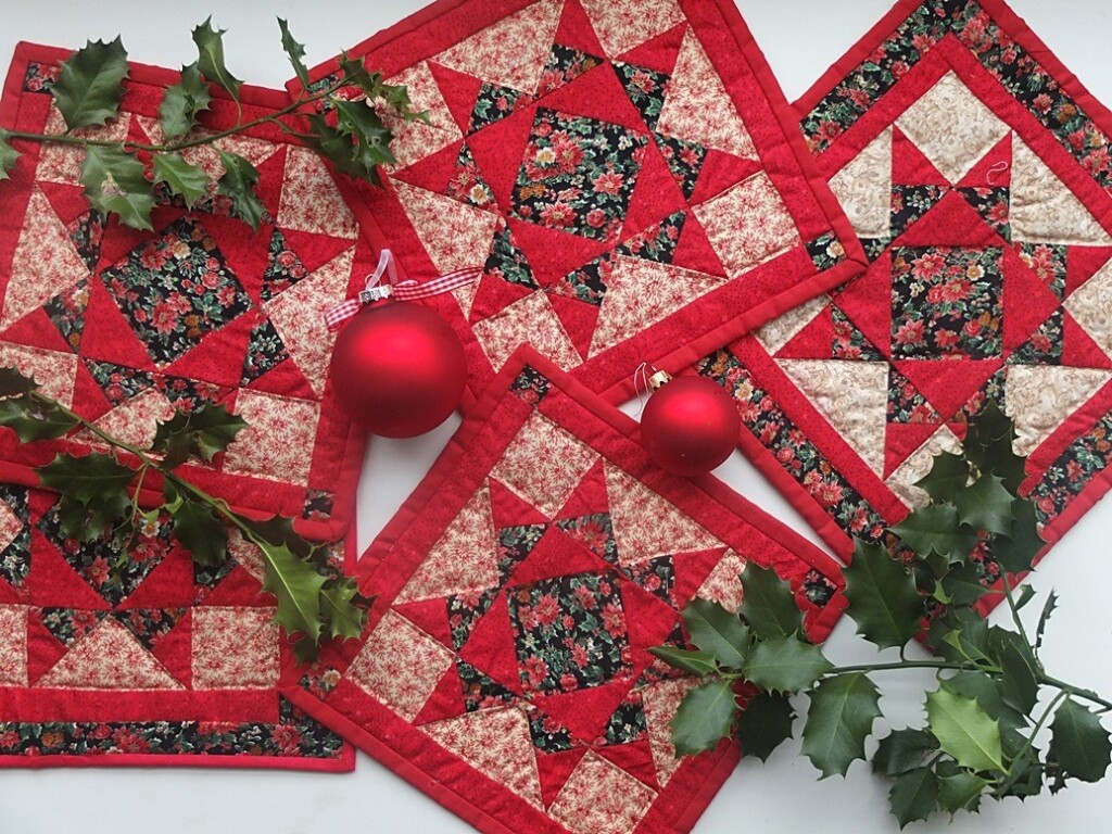 Vijf kleine kerstquiltjes met ohio-star