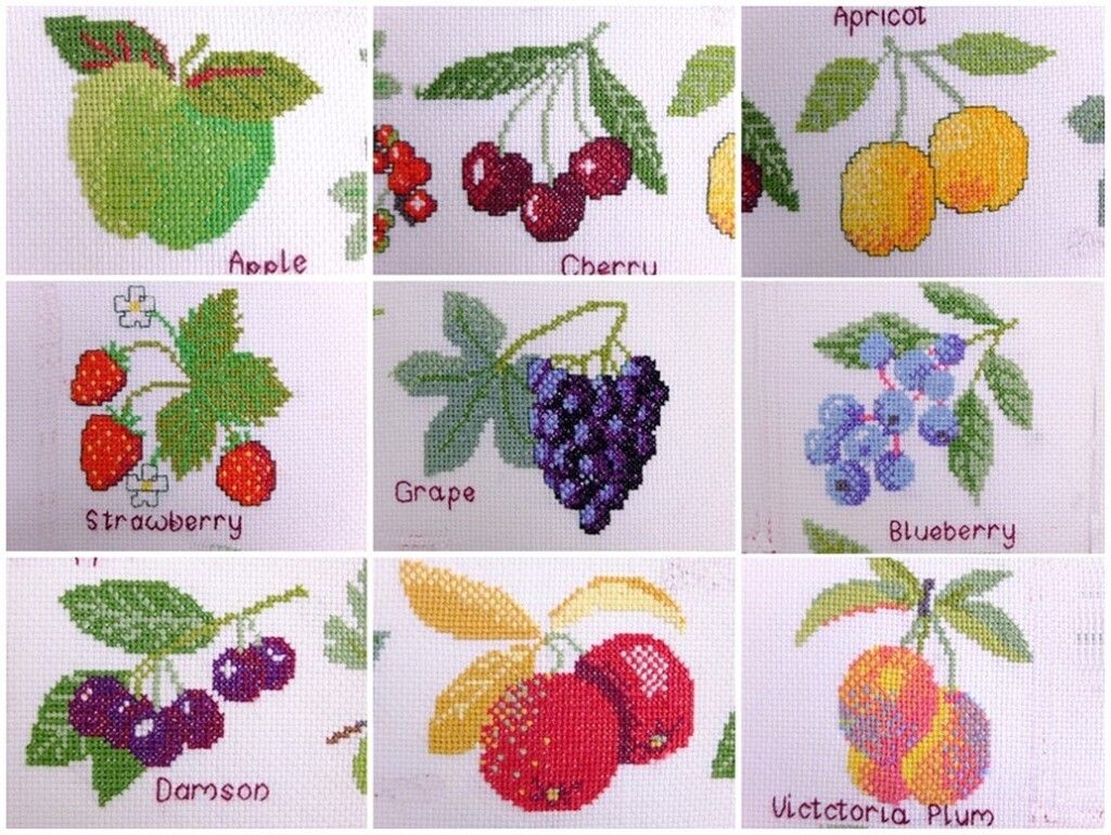 Collage geborduurd fruit