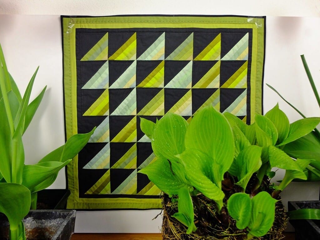 Quiltje groene streepjes met Hosta