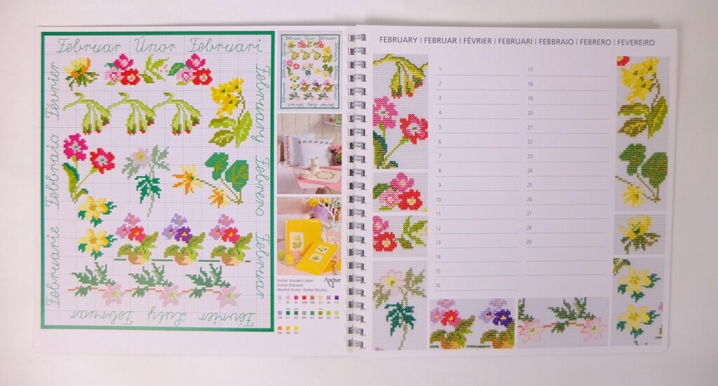 Borduur kalender met afbeelding februari