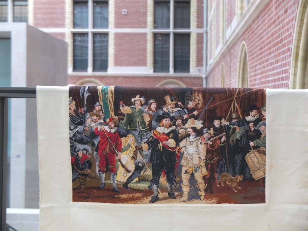 Geborduurde Nachtwacht in Rijksmuseum