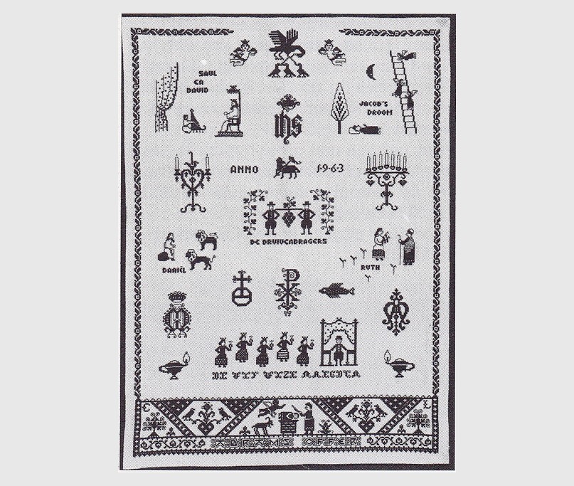 Wandkleed met Bijbelse voorstellingen