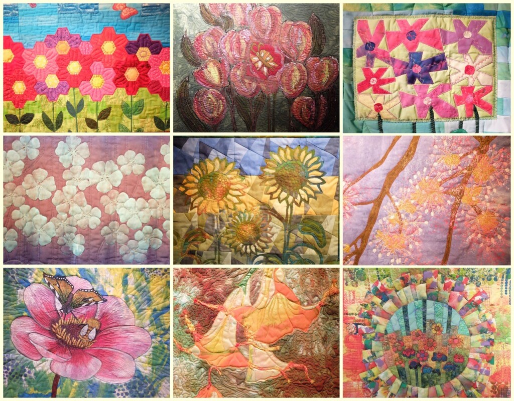 Collage bloeiende quilts tentoongesteld in Goes