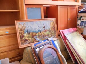 Tapisserie schilderij in kringloopwinkel