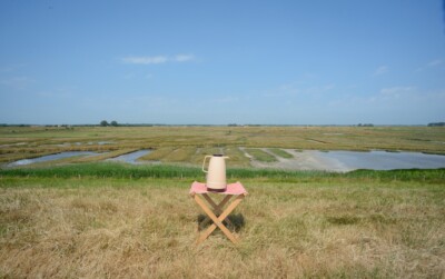 Thermoskan op dijk bij Stompetoren