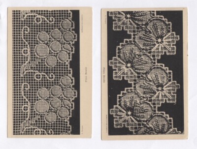 Twee oude ansichtkaarten Filetwerk