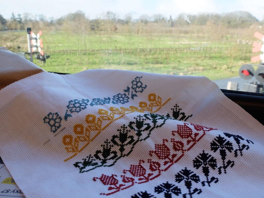 borduurwerkje in trein