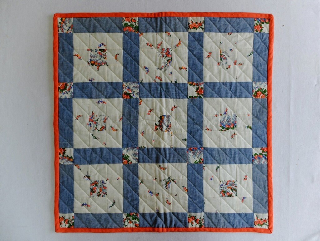 Klein quiltje blauw en rood