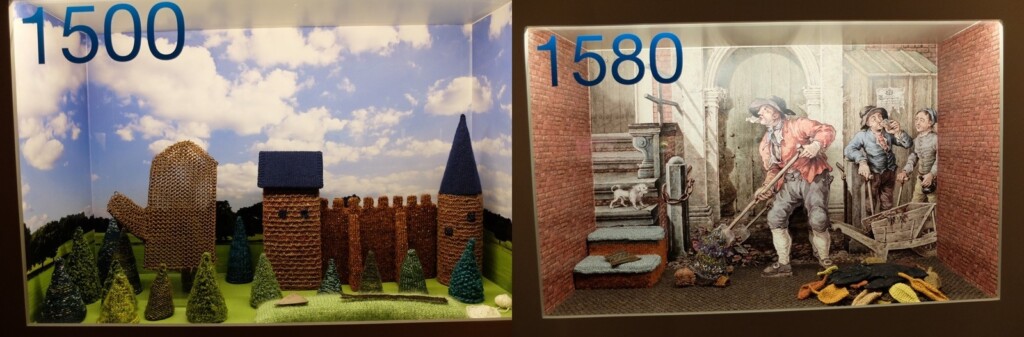 Vitrines uit tentoonstelling Breien 