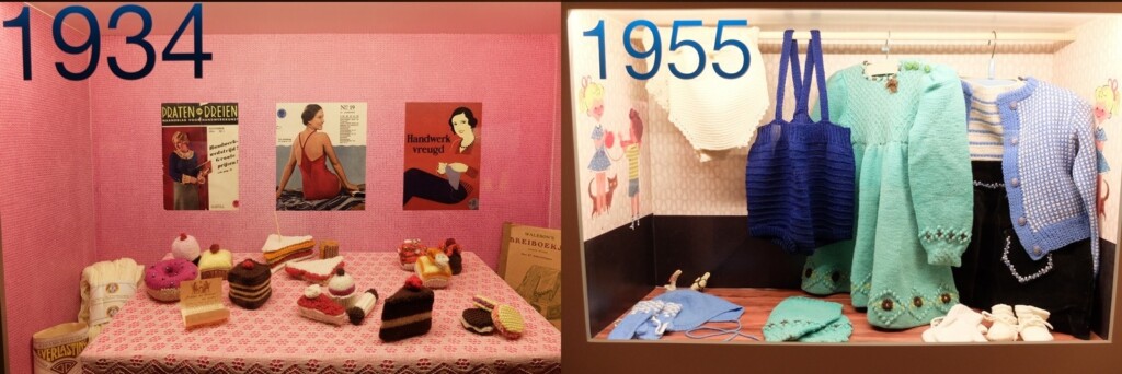 Vitrines uit tentoonstelling Breien 