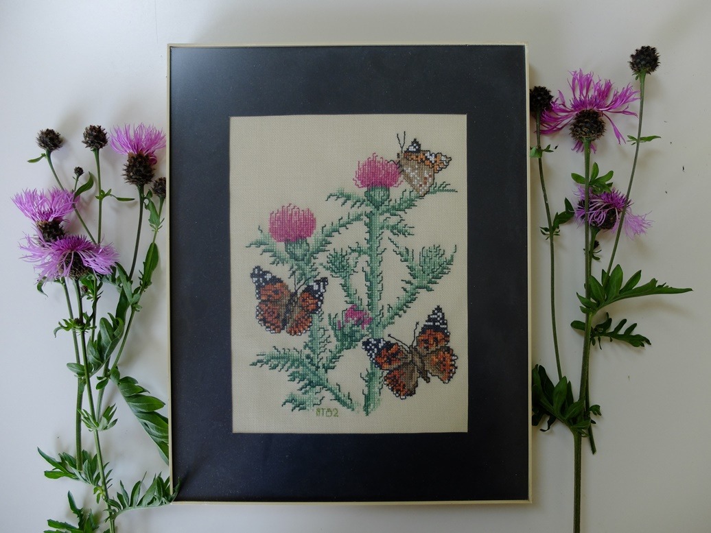 Borduurwerk distel en vlinders - Afbeelding 3