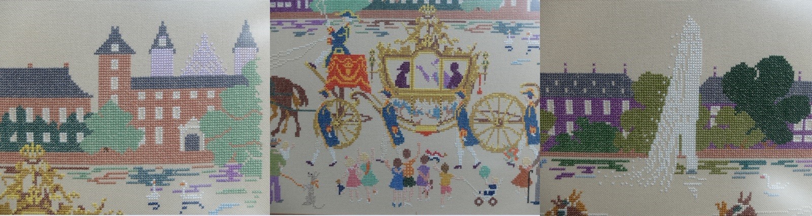 Geborduurd schilderij gouden koets - Afbeelding 7